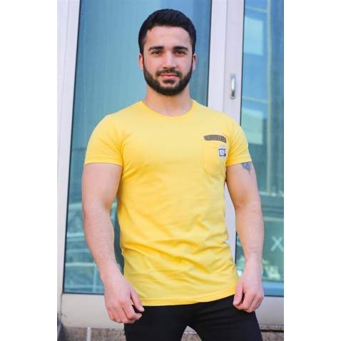 Madmext Yellow T-shirt for Men 3025 - Sarı