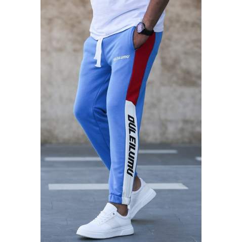 Madmext Men Blue Side Striped Sweatpants 2719 - Mavi