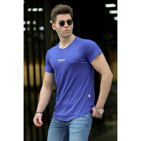 Madmext Men Blue Plain T-shirt 4516 - Saks