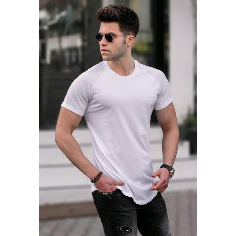 Madmext Men Printed White Plain T-Shirt 5843 - Beyaz