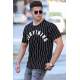 Madmext Men Striped Black T-shirt 3007 - Siyah