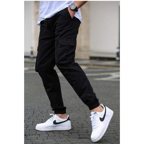 Men Black Cargo Trousers 5447 - Siyah