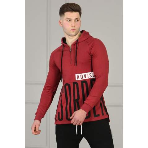 Madmext Men Printed Hoodie Anthracite Sweatshirt 2848