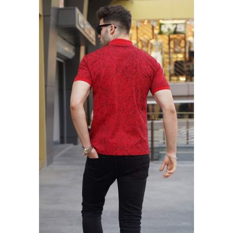 Men Designed Red Polo T-Shirt 5876 - Kırmızı