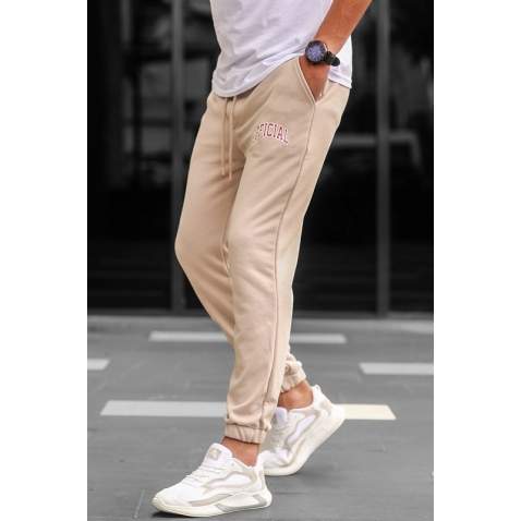 Madmext Printed Beige Sweatpants For Men 5616 - Bej