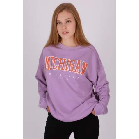 Mad Girls Printed Lilac Sweatshirt MG785 - Lila