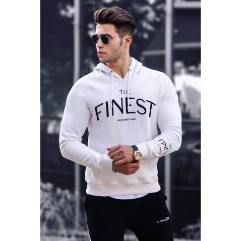 Madmext White Printed Hooded Sweatshirt 4749 - Beyaz