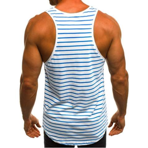 Madmext Men Striped Saxe Vest 2571 - Beyaz/sax mavi