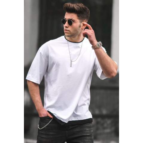 Madmext White Oversize T-shirt for Men 4978 - Beyaz