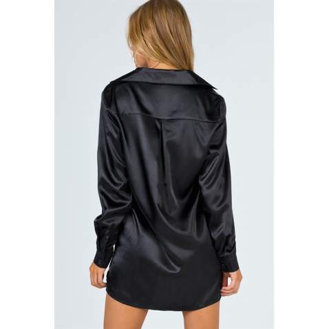 Mad Girls Black Satin Shirt MG1309 - Siyah