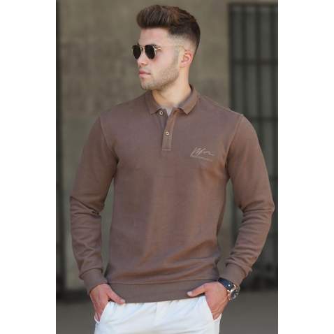 Madmext Men Coffee Brown Polo Knitwear 5153 - Ekru