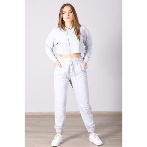 Mad Girls Grey Hooded Women's Tracksuits MG465-1 - Gri