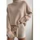 Mad Girls Turtleneck Beige Sweater MG1252 - Bej