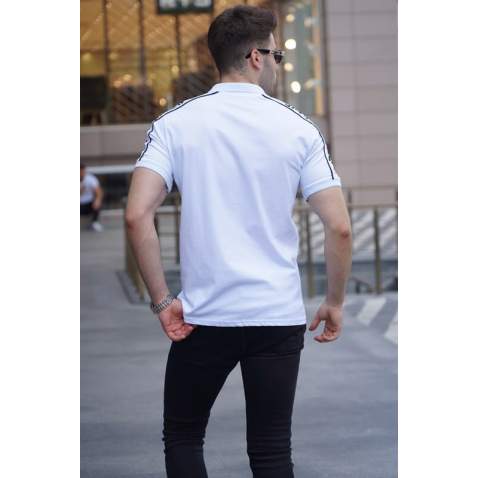 White Embroided Polo T-Shirt 5892 - Beyaz