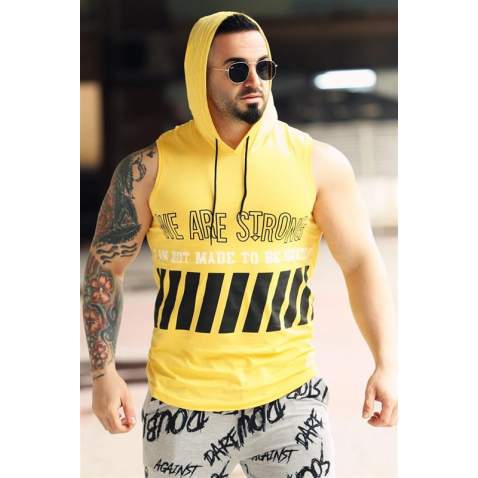 Madmext Men Yellow Tank Top Hoodie 2858 - Sarı