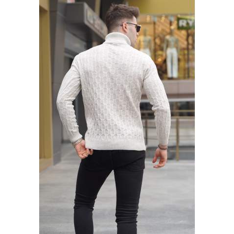 Stone Gray Knitwear Sweater 5759 - Taş rengi