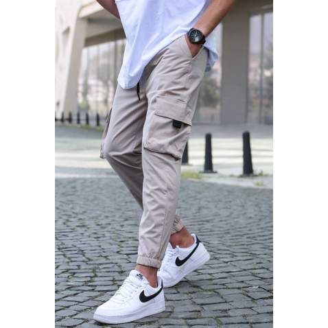 Men Beige Cargo Trousers 5461 - Bej