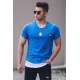 Madmext Blue Printed T-shirt for Men 2624 - Sax mavi