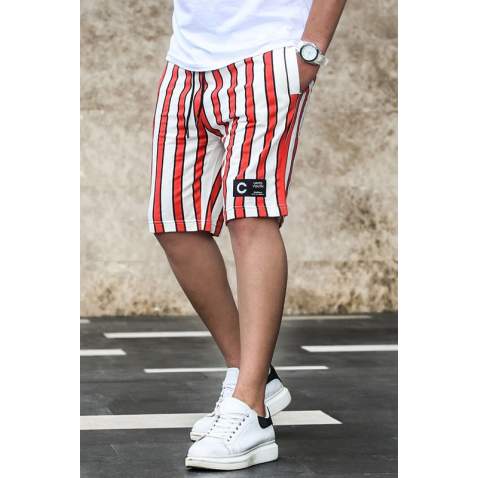 Madmext Red Striped Capri for Men 2915 - Kırmızı