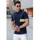 Madmext Men Striped Navy Blue Polo T-shirt 5243 - Lacivert