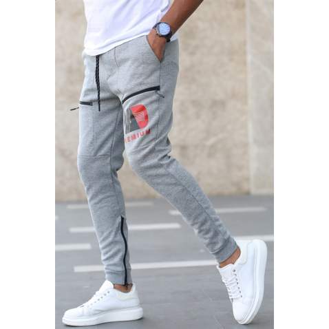 Madmext Printed Grey Sweatpants 4208 - Gri