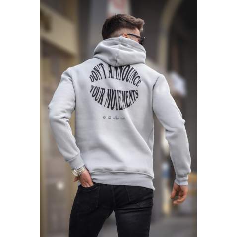 Madmext Boyalı Gri Kapüşonlu Sweatshirt 5331 - Boyalı gri