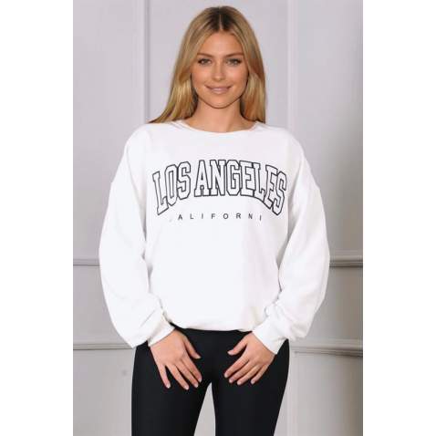 Mad Girls Printed White Sweatshirt MG780 - Beyaz