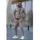 Men Printed Beige Tracksuit - Bej