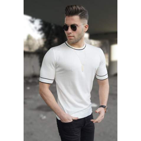 Madmext Men Knitwear White T-shirt 5080 - Beyaz