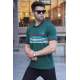 Striped Green Polo T-Shirt 5869 - Yeşil