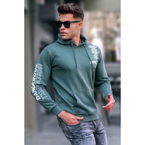 Madmext Men Printed Khaki Sweatshirt 5313 - Haki