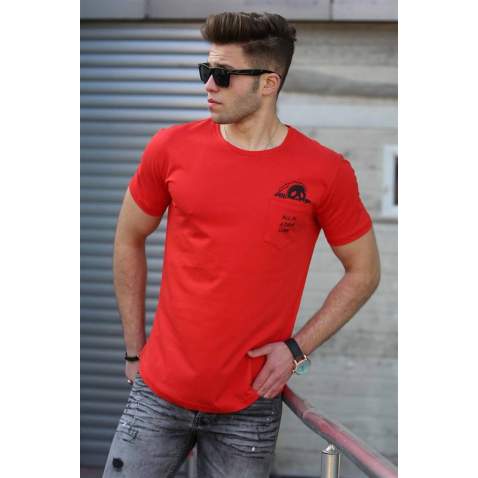 Madmext Red T-shirt with Pocket for Men 4492 - Kırmızı