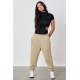 Women Beige Oversize Sweatpants MG1235 - Bej