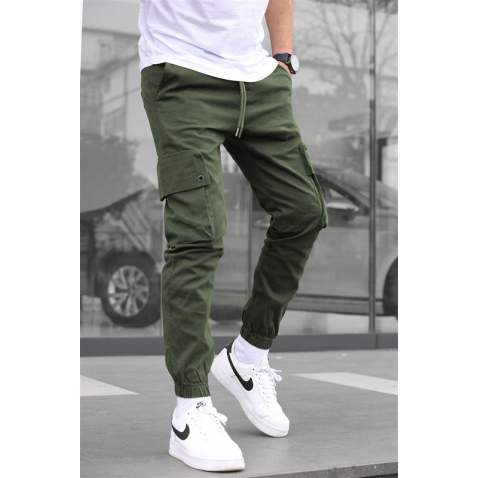 Men Khaki Cargo Trousers 5647 - Haki