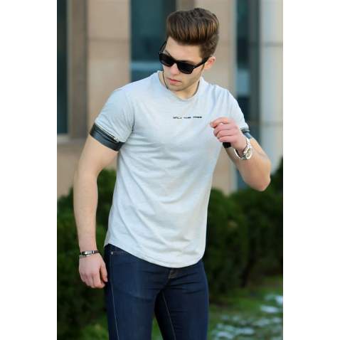 Madmext Grey T-shirt for Men 4451 - Gri