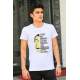 Madmext White Printed T-shirt for Men 4016 - Beyaz