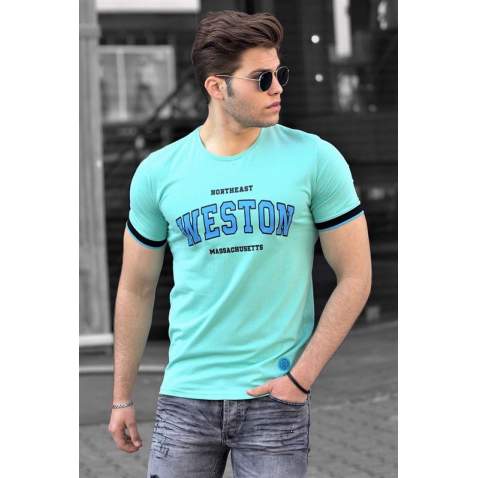 Madmext Green Printed T-shirt for Men 4593 - Mint yeşili