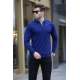 Cobalt Blue Knitwear Polo Sweater 5973 - Cobalt