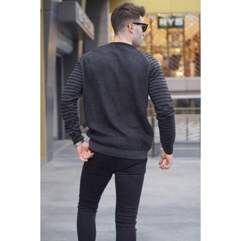 Black Round Neck Knitwear Sweater 5766 - Siyah