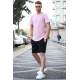 Madmext Men Soft Pink/Black T-shirt/Shorts Set 5655 - Pudra/siyah