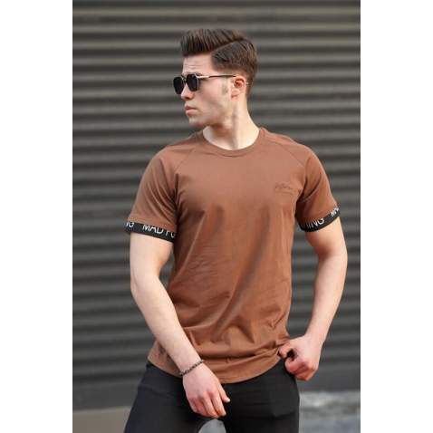 Men Basic Brown T-Shirt - Kahverengi