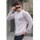 Gray Round Neck Knitwear Sweater 5766 - Kemik rengi