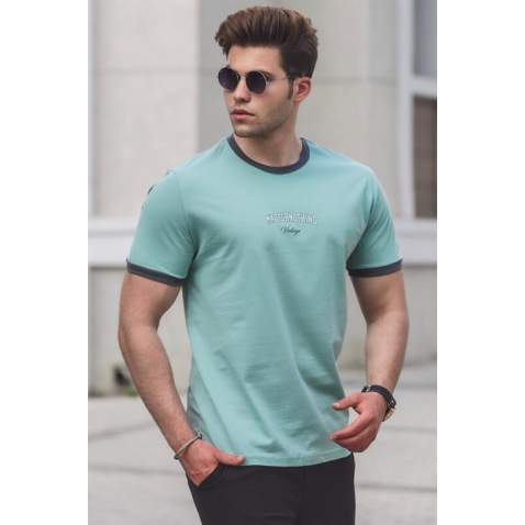 Madmext Men Printed Almond Green T-shirt 5255 - Çağla yeşili