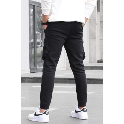 Slim Fit Black Cargo Trousers For Men 5714 - Siyah