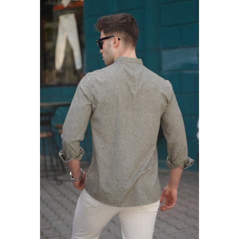 Men Khaki Linen Shirt 5548 - Haki