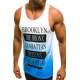 Madmext Men Printed Blue Vest 2295 - Mavi