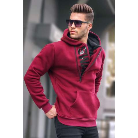 Madmext Men Maroon Hoodie Sweatshirt 1767 - Bordo