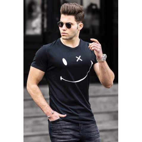 Madmext Men Printed Black T-shirt 5060 - Siyah