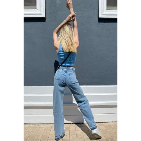 Mad Girls Blue Palazzo Jeans Mg1155 - Mavi