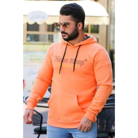 Madmext Orange Printed Hoodie 4157 - Turuncu